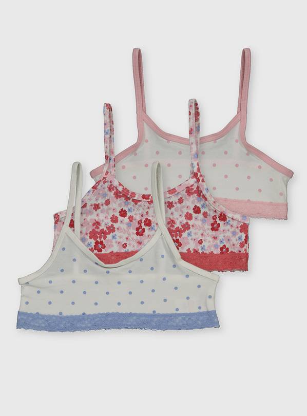 Floral & Spot Lace Trim Crop Top 3 Pack - 5-6 years